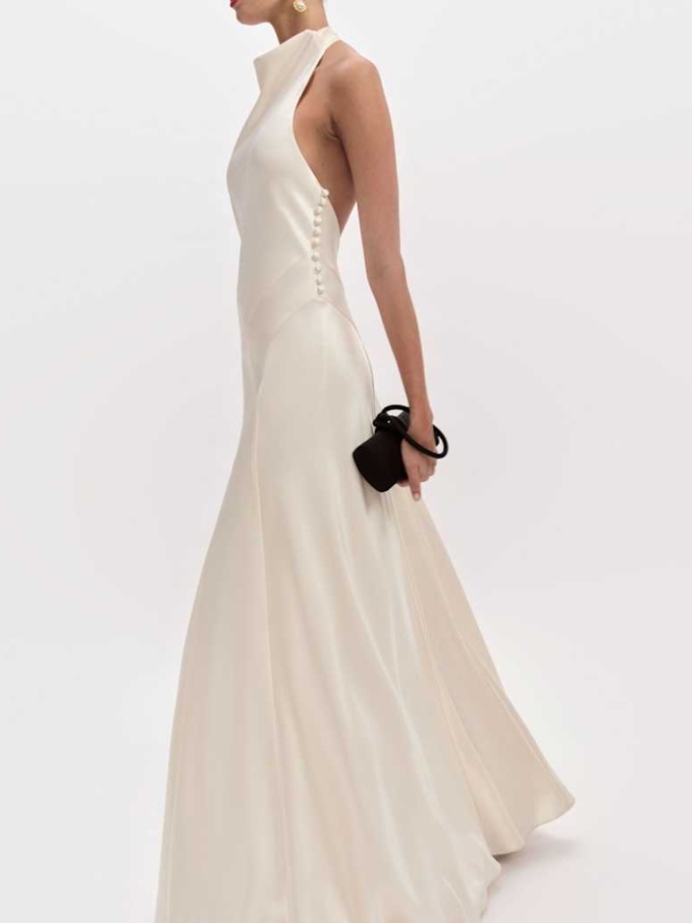 Reformation ROY Satin Wedding Dress Halter Gown Fior Di Latte Ivory With Tags 4